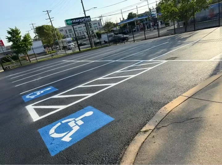 Parking lot line striping with ADA stalls, South State Paving, Southern Maryland