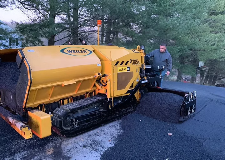 South State Paving track paver laying asphalt