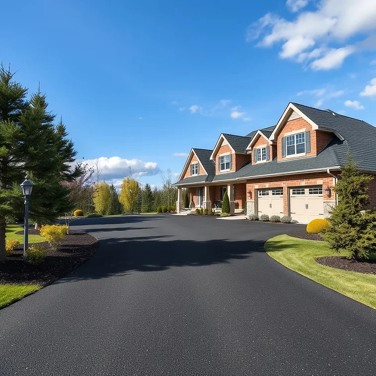 Curving asphalt driveway paved by South State Paving in Southern Maryland